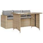 vidaXL Ensemble à manger de jardin et coussins 2 Pièces beige poly rotin