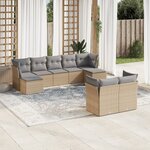 vidaXL Salon de jardin avec coussins 9 Pièces beige résine tressée