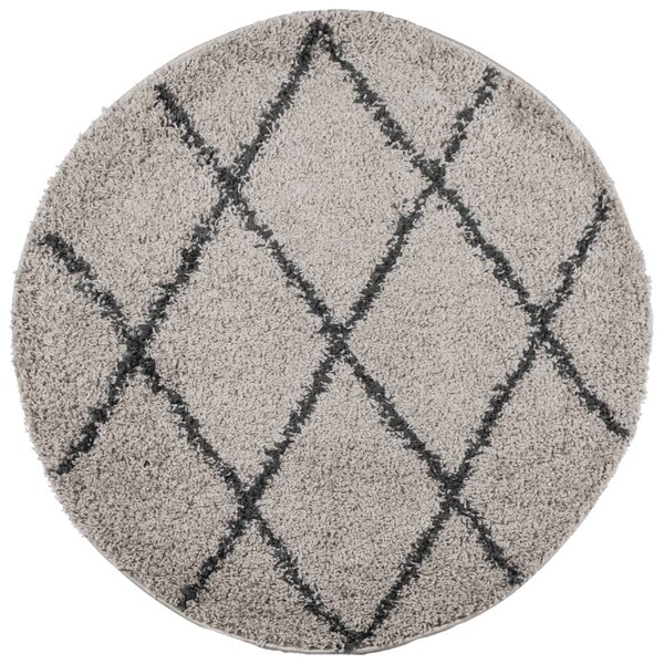 vidaXL Tapis shaggy à poils longs moderne beige et anthracite Ø 160 cm
