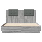 vidaXL Cadre de lit tête de lit et lumières LED sonoma gris 135x190 cm