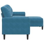 vidaXL Canapé à 3 places avec repose-pieds Bleu 210 cm Velours