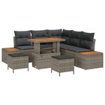 vidaXL Ensemble de canapé de jardin 8 pièces avec coussins gris poly rattan acacia