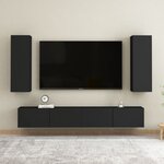 vidaXL Ensemble de meubles TV 4 Pièces Noir Bois d'ingénierie