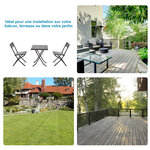 Ensemble meubles de jardin design table carré et chaises pliables résine tressée imitation rotin marron