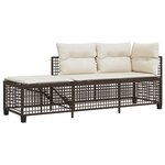 vidaXL Salon de jardin d'angle et coussins 3 Pièces marron résine tressée
