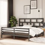 vidaXL Cadre de lit Gris Bois de pin massif 200x200 cm