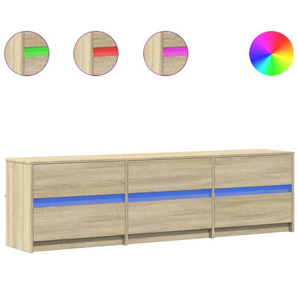vidaXL Meuble TV avec LED chêne sonoma 180x34x50 cm bois d'ingénierie