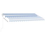 vidaXL Auvent automatique capteur de vent LED 450x350 cm Bleu et blanc
