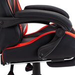 Chaise fauteuil siège pivotante de bureau informatique étude de jeux vidéo et repose-pied et similicuir rouge 02_0024225