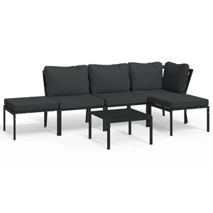 vidaXL Salon de jardin 6 Pièces avec coussins gris acier