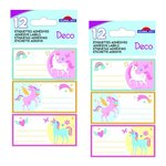 24 étiquettes adhésives scolaires - Rectangle - Licornes magiques