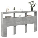 vidaXL Armoire tête de lit avec LED gris béton 180x17x102 cm