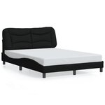 vidaXL Cadre de lit avec lumières LED noir 140x200 cm tissu