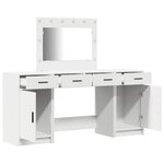 vidaXL Ensemble de table de maquillage 3 pièces avec LED  bois d'ingénierie blanc