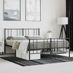 vidaXL Cadre de lit métal avec tête de lit/pied de lit noir 120x190 cm