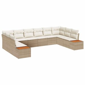 vidaXL Ensemble de canapé de jardin 10 Pièces Beige Poly rotin