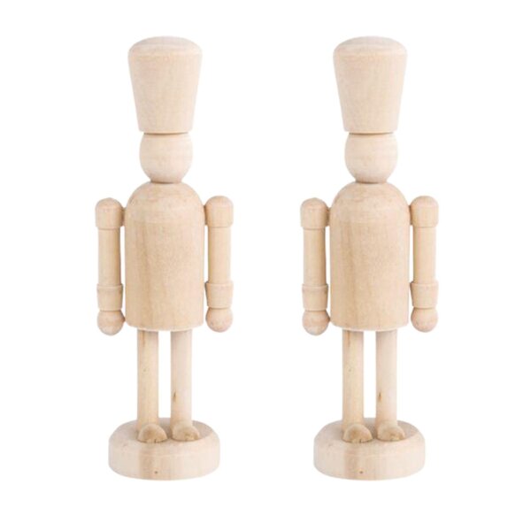 2 personnages casse-noisette en bois à peindre 13 cm
