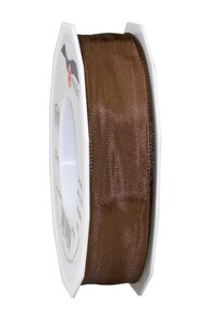 Ruban de soie acetat laitonné lyon 25-m-rouleau 25 mm marron