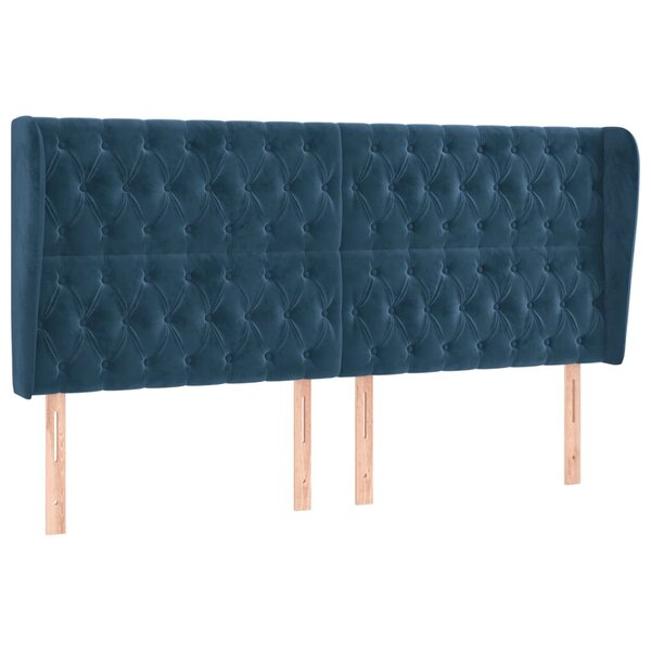 vidaXL Tête de lit avec oreilles Bleu foncé 183x23x118/128 cm Velours
