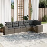 vidaXL Salon de jardin 6 Pièces avec coussins gris résine tressée