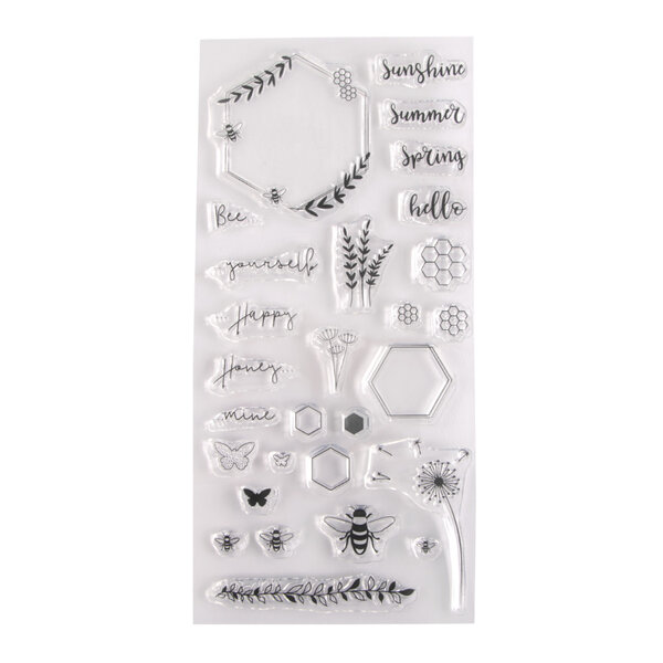 Clear Stamps - L'été des abeilles  97x205mm  28 motifs  1 feuille