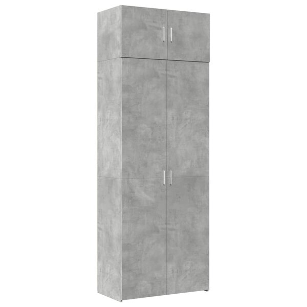vidaXL Armoire de rangement gris béton 80x42 5x225cm bois d'ingénierie