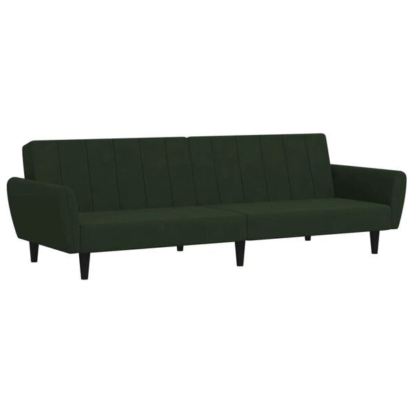 vidaXL Canapé-lit à 2 places vert foncé velours