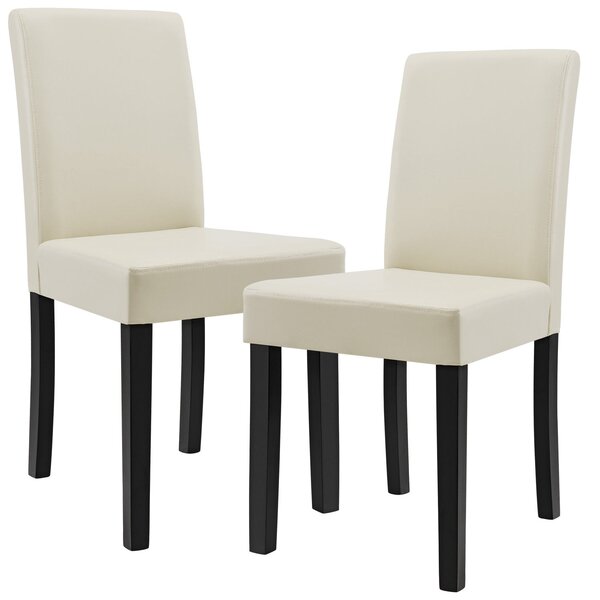 Kit de 2 chaises rembourrées avec pieds en bois massif housse en synthétique design crème et noir 90 x 37/42 x 48 cm 03_0002359