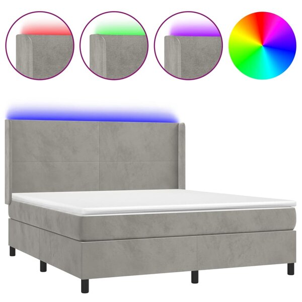 vidaXL Sommier à lattes de lit matelas et LED Gris clair 180x200 cm