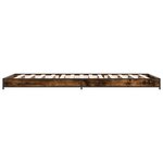 vidaXL Cadre de lit chêne fumé 100x200 cm bois d'ingénierie et métal