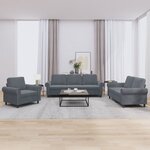 vidaXL Ensemble de canapés 3 Pièces avec coussins Gris foncé Velours