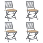 vidaXL Chaises pliables d'extérieur lot de 4 et coussins Bois d'acacia