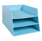 Corbeille À Courrier Combo 3 Niveaux Carton Aquarel - Bleu Pastel - X 4 - Exacompta