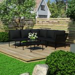 vidaXL Salon de jardin 6 Pièces avec coussins Noir PVC