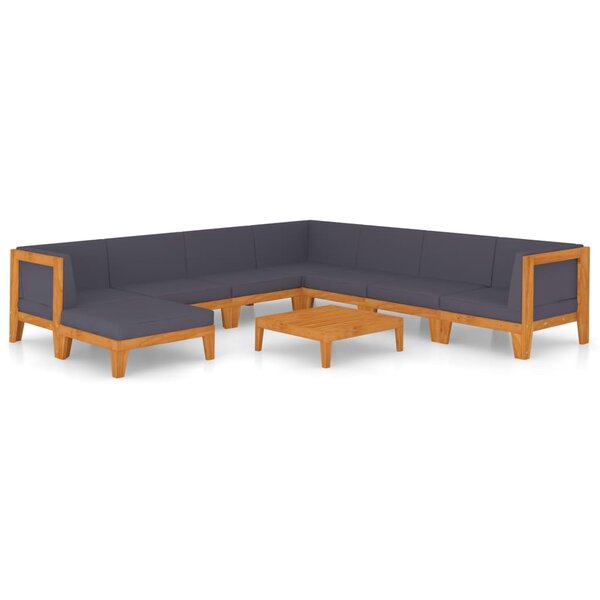 vidaXL Salon de jardin 9 Pièces avec coussins Bois d'acacia solide