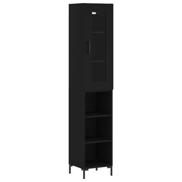 vidaXL Buffet haut Noir 34 5x34x180 cm Bois d'ingénierie