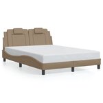 vidaXL Cadre de lit avec lumières LED cappuccino 140x200 cm similicuir