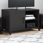 vidaXL Meuble TV noir 68x39x43 5 cm acier laminé à froid