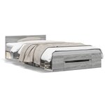 vidaXL Cadre de lit et tiroir sonoma gris 90x200 cm bois d'ingénierie