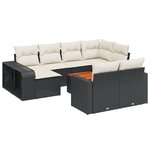vidaXL Salon de jardin 11 Pièces avec coussins noir résine tressée