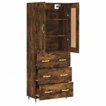 vidaXL Buffet haut Chêne fumé 69 5x34x180 cm Bois d'ingénierie