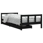 vidaXL Cadre de lit enfant avec tiroirs noir 90x200 cm bois pin massif