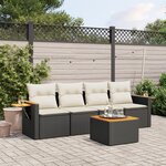 vidaXL Salon de jardin 5 Pièces avec coussins noir résine tressée