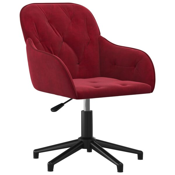 vidaXL Chaise pivotante de bureau Rouge bordeaux Velours
