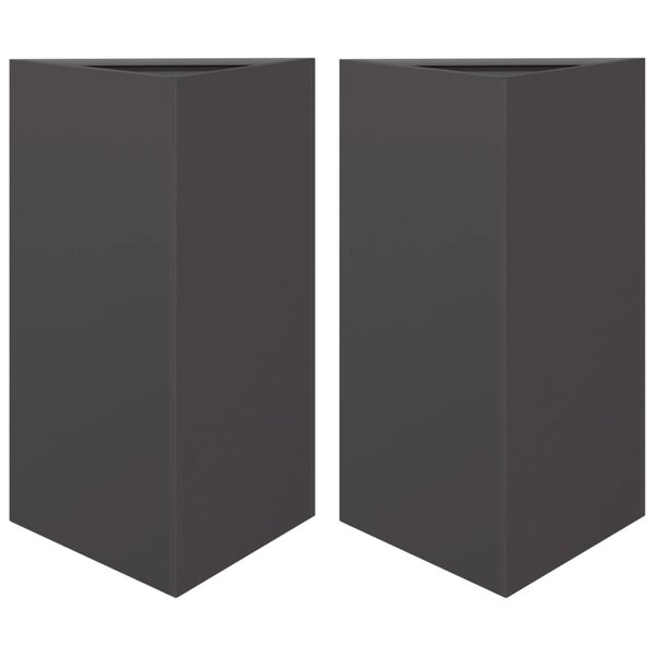 vidaXL Jardinières 2 Pièces noir triangulaire 50x43x75 cm acier