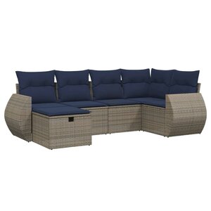 vidaXL Salon de jardin 6 Pièces avec coussins gris résine tressée