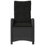 vidaXL Chaise inclinable de jardin avec coussins noir résine tressée
