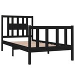 vidaXL Cadre de lit Noir Bois massif 75x190 cm Petit simple