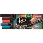 Etui carton 5 marqueurs pointe moyenne FREE acrylic T300 Set 2 'Urban' x 5 STABILO