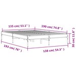 vidaXL Cadre de lit chêne marron 135x190 cm bois d'ingénierie et métal